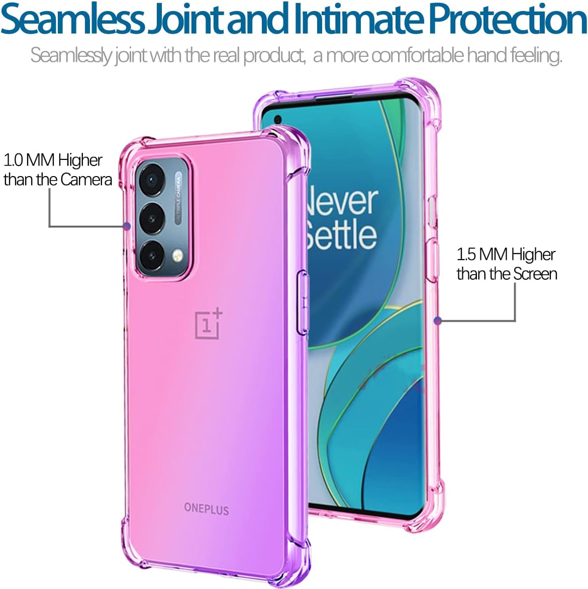 KOARWVC Case for Oneplus Nord N200 5G Case, Oneplus N200 DE2117 Case, Crystal Clear Case Gradient Slim anti Scratch TPU Shockproof Protective Phone Cases Cover for Oneplus Nord N200 5G (Pink/Purple)  KOARWVC   