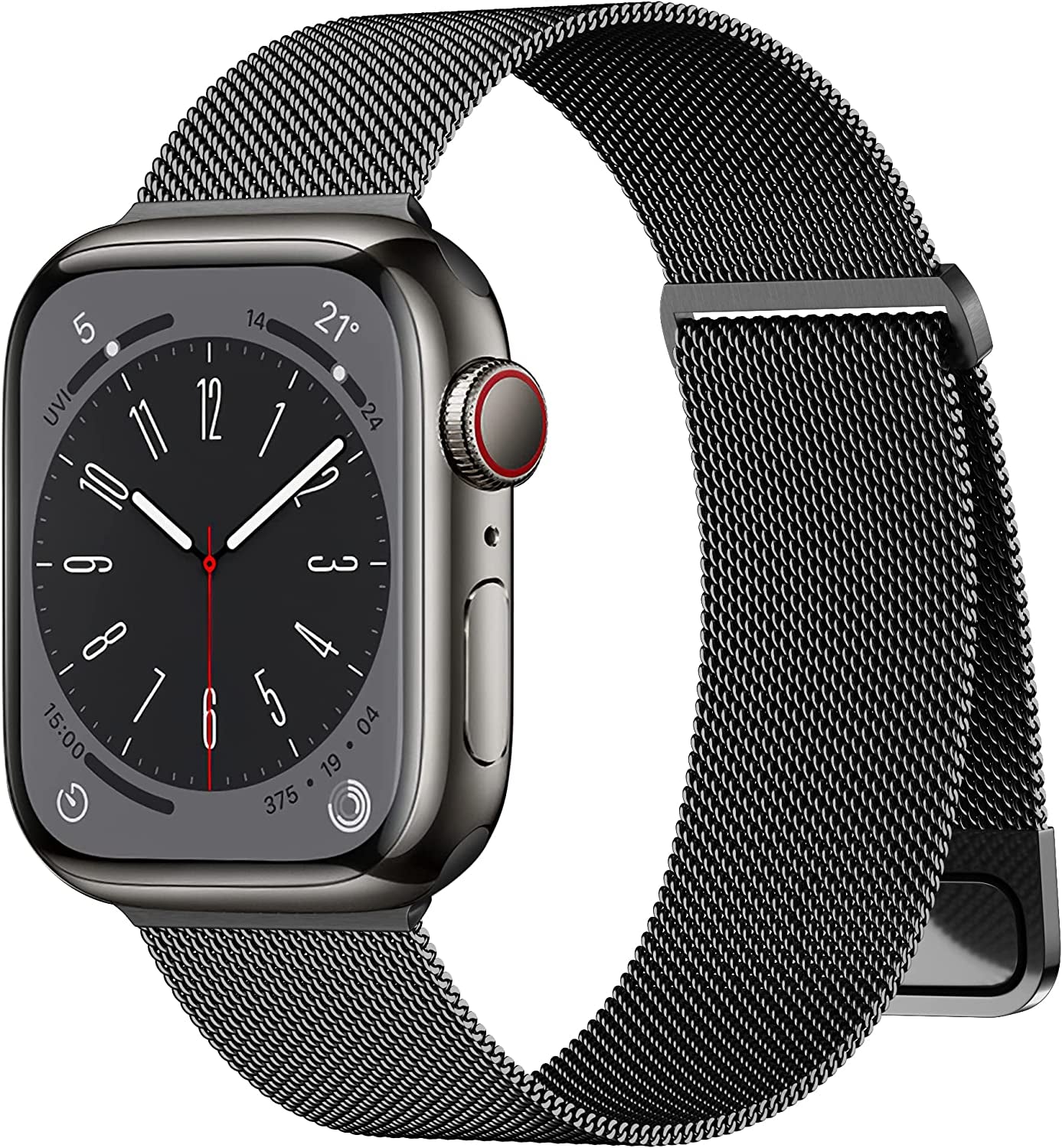Rabini Magnetic Bands Compatible with Apple Watch Band 40Mm Women 38Mm 41Mm 42Mm 44Mm 45Mm 49Mm Men, Stainless Steel Mesh Metal Adjustable Sport Strap Wristband Iwatch Series 8 7 6 5 4 3 2 1 SE Ultra  Rabini 2-Black 42mm/44mm/45mm/49mm 