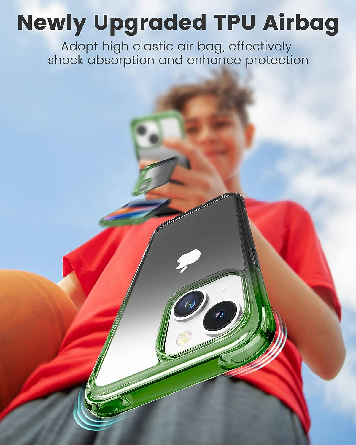 Mkeke Designed for Iphone 14 plus Case Clear, [Non Yellowing] [Military Grade Protection] Shockproof Slim Phone Case for Iphone 14 plus 6.7 Inch - Gradient Black-Green  Shenzhen Make Technology Company Limited   