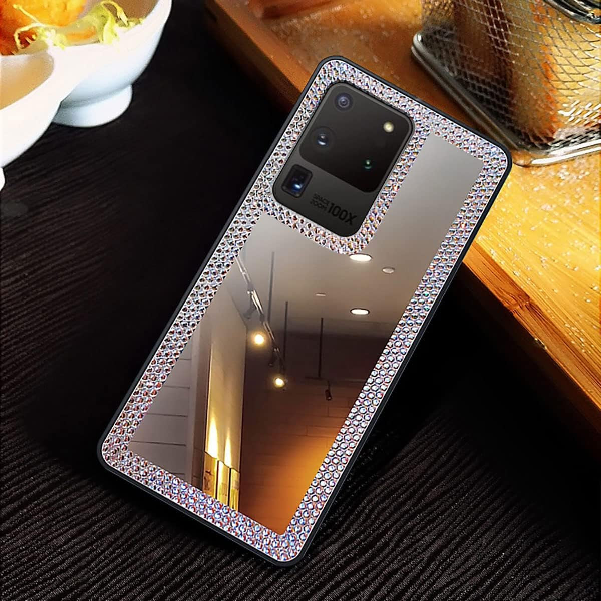 Cavdycidy Samsung Galaxy S20 Ultra Mirror Case for Women with Diamond,Bling Mirror Phone Case That Can Be Used for Outdoor Makeup for Girl Who Love Beauty  Cavdycidy   
