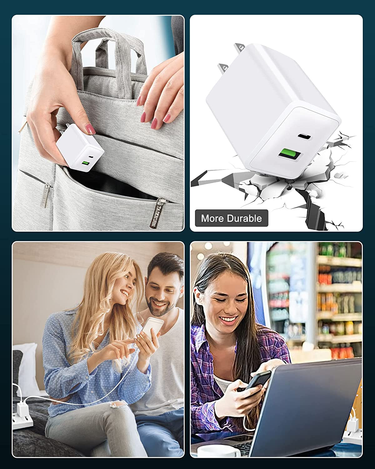 2 Pack USB C Wall Charger, PLSFLICK 20W Dual Port Power Delivery Fast Type C Charging Block Plug Adapter for Iphone 14 13 12 Pro Max Mini XR XS SE, Ipad, Airpods, Samsung Galaxy(White)  Dongguan Hailufang Electronic Technology Co., Ltd.   