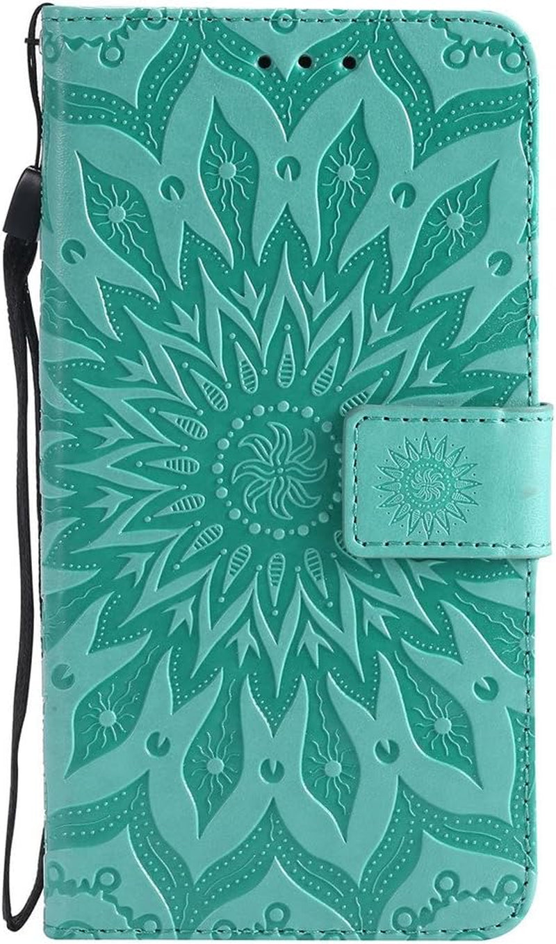 ISADENSER LG V30 Case LG V30S Case Sunflower Series as Case with Shockproof Kickstand Credit Card Holder Flip Magnetic Closure Protection Wallet Leather PU Case Cover for LG V30 plus Green Sunflower  ISADENSER   