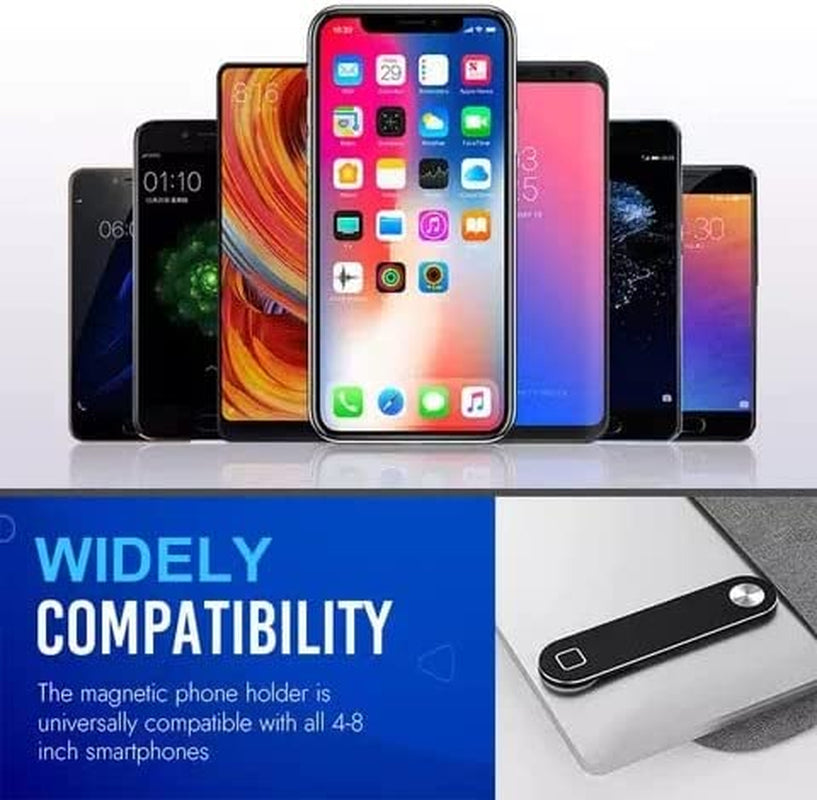 SALEX Laptop Phone Holder. Blue Magnetic Mobile Phone Adjustable Notebook Bracket with Side Mount Clip. Slim Foldable Office Computer Monitor Smartphone Stand. Swivel Magnet Universal Screen Cradle.  SALEX   