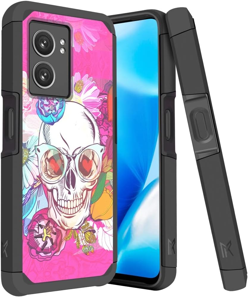 Hrwireless Compatible for Oneplus Nord N300 5G Phone Case Cover, Heavy Duty (Magnetic Mount Friendly) Series with Premium Minimalistic Design for Accidental Drops for Men Women Girls Boys  HRWireless Skull Floral  