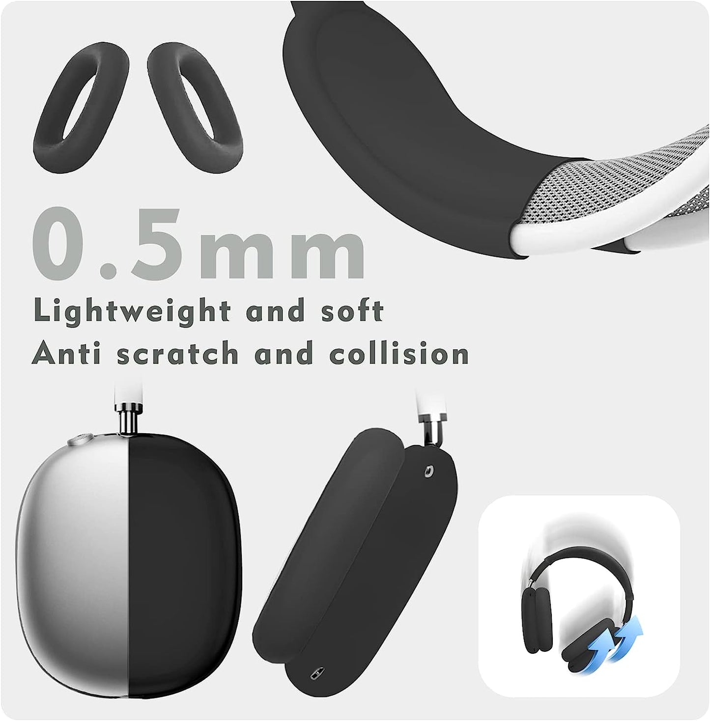 Aiaabq for Airpods Max Case Cover,Anti-Scratch Ear Pad Case Cover/Ear Cups Cover/Headband Cover for Airpods Max, Accessories Soft Silicone Skin Protector for Apple Airpods Max  Aiaabq   