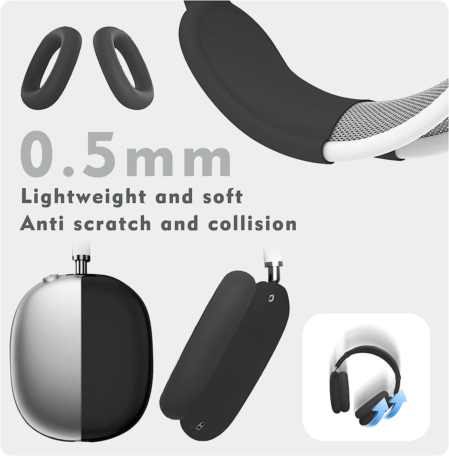 Aiaabq for Airpods Max Case Cover,Anti-Scratch Ear Pad Case Cover/Ear Cups Cover/Headband Cover for Airpods Max, Accessories Soft Silicone Skin Protector for Apple Airpods Max  Aiaabq   