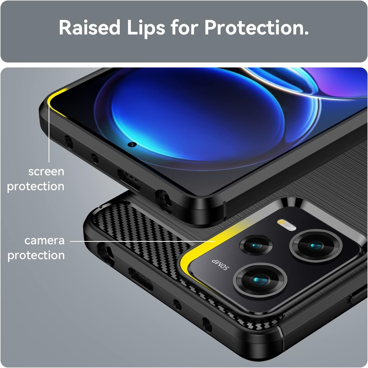 Case for Redmi Note 12 Pro,Xiaomi Poco X5 Pro Case,Tpu Carbon Fiber Soft Silicone Bumpers Protective Cover Anti-Scratch Shockproof Phone Case for Redmi Note 12 Pro 5G/Xiaomi Poco X5 Pro (Lasi Black)  Aikukiki   