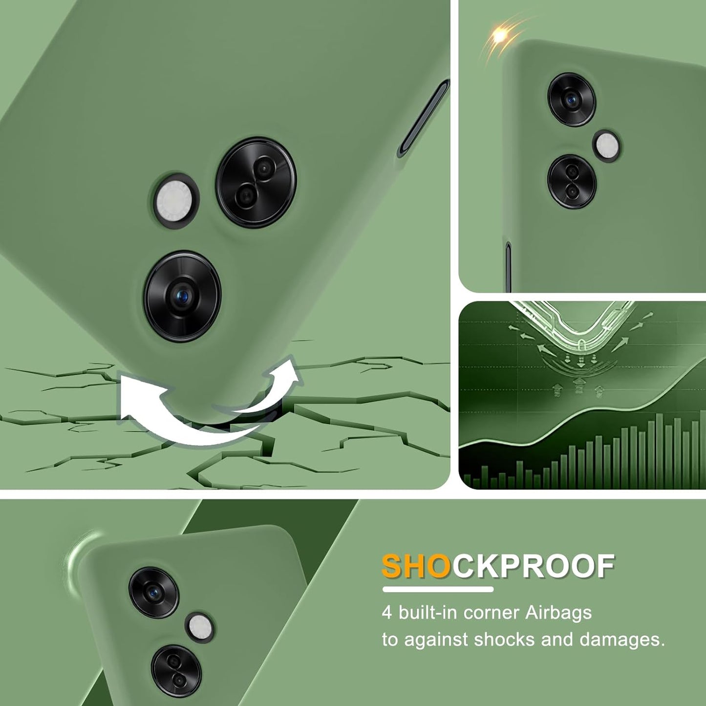 YENAPOON for Oneplus Nord N30 5G Case and 2 Pack Tempered Glass Screen Protector, Slim Liquid Silicone Shockproof Protective Case - Mint Green  YENAPOON   