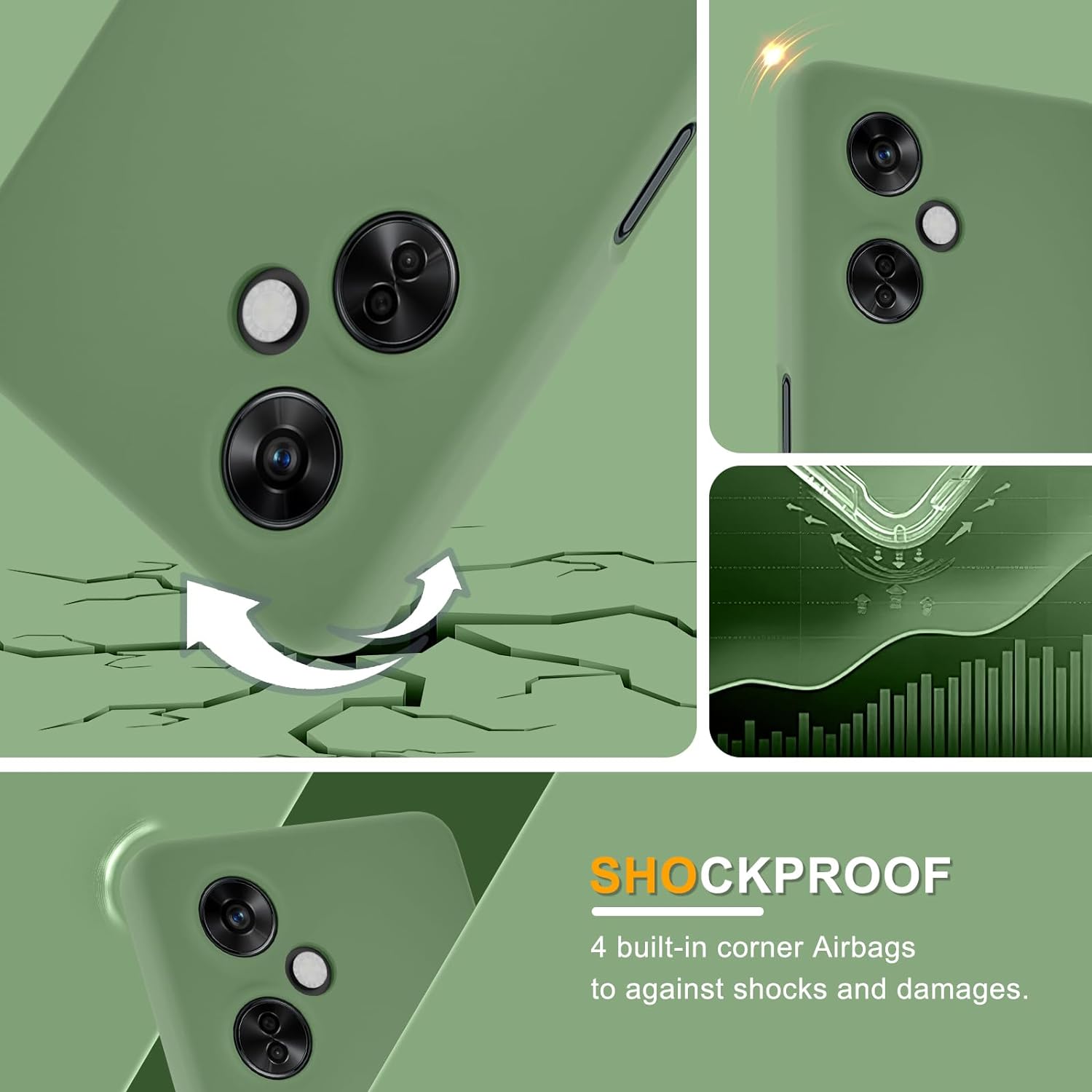 YENAPOON for Oneplus Nord N30 5G Case and 2 Pack Tempered Glass Screen Protector, Slim Liquid Silicone Shockproof Protective Case - Mint Green  YENAPOON   