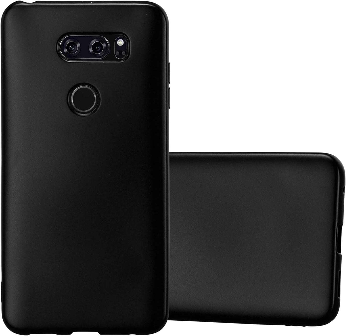Cadorabo Case Compatible with LG V30 in Metallic Silver - Shockproof and Scratch Resistant TPU Silicone Cover - Ultra Slim Protective Gel Shell Bumper Back Skin  Cadorabo Metallic Black  