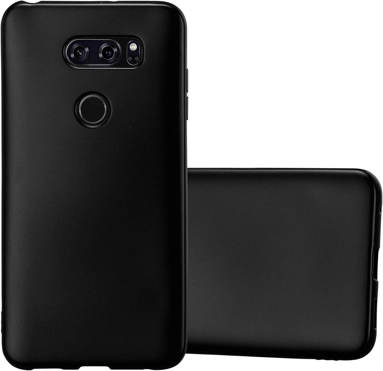 Cadorabo Case Compatible with LG V30 in Metallic Silver - Shockproof and Scratch Resistant TPU Silicone Cover - Ultra Slim Protective Gel Shell Bumper Back Skin  Cadorabo Metallic Black  