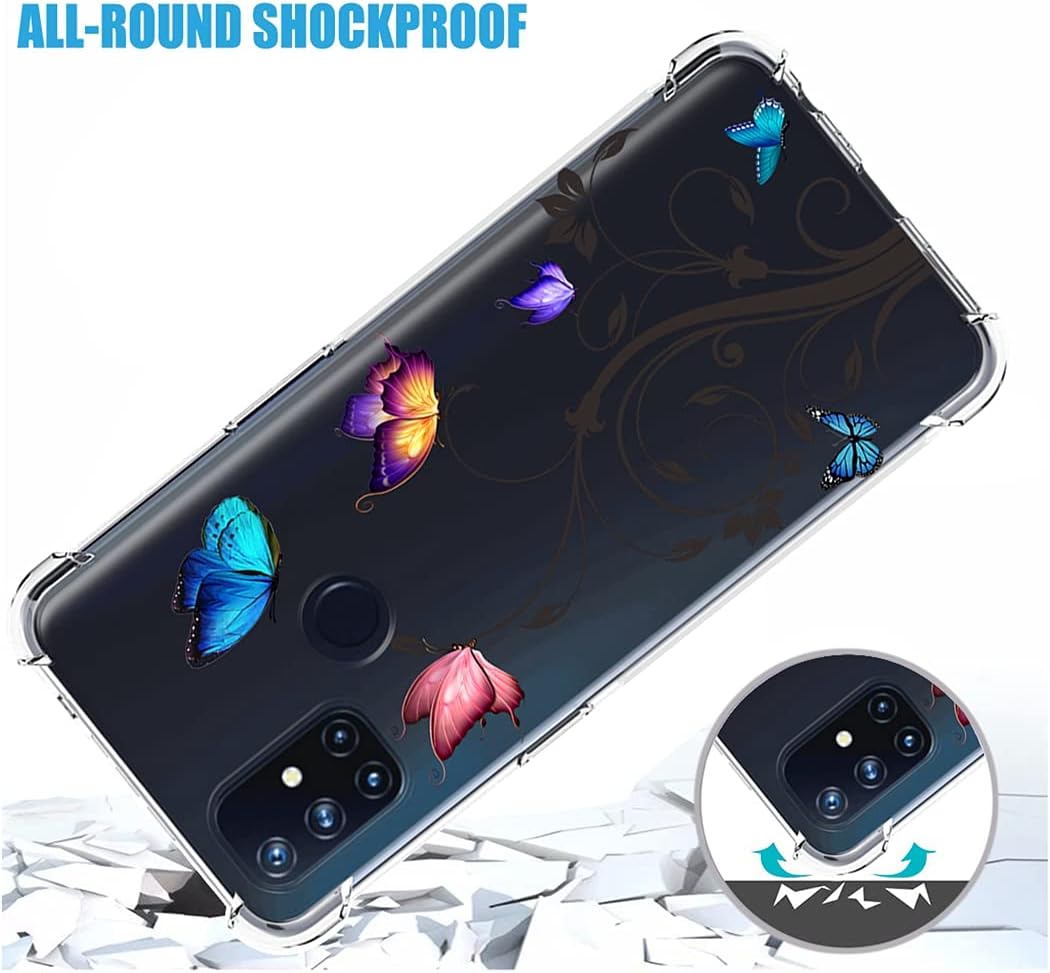 Bohefo Clear Case Compatible with Oneplus Nord N10 5G, Oneplus N10 5G Case for Girls Women, Cute Soft TPU Shockproof Protective Phone Case Cover for Oneplus Nord N10 5G (Butterfly)  Bohefo   