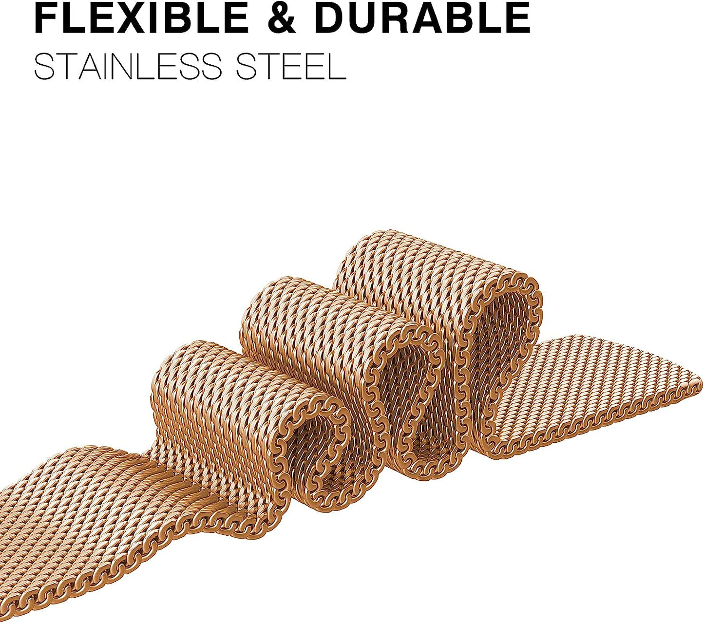 Compatible for Apple Watch Bands 38Mm / 40Mm / 41Mm for Iwatch Series 7, 6, 5, 4, 3, 2, 1, SE Sport Edition- Stainless Steel Mesh Adjustable Replacement Strap for Women / Men - Rose Gold  FUZVOL   