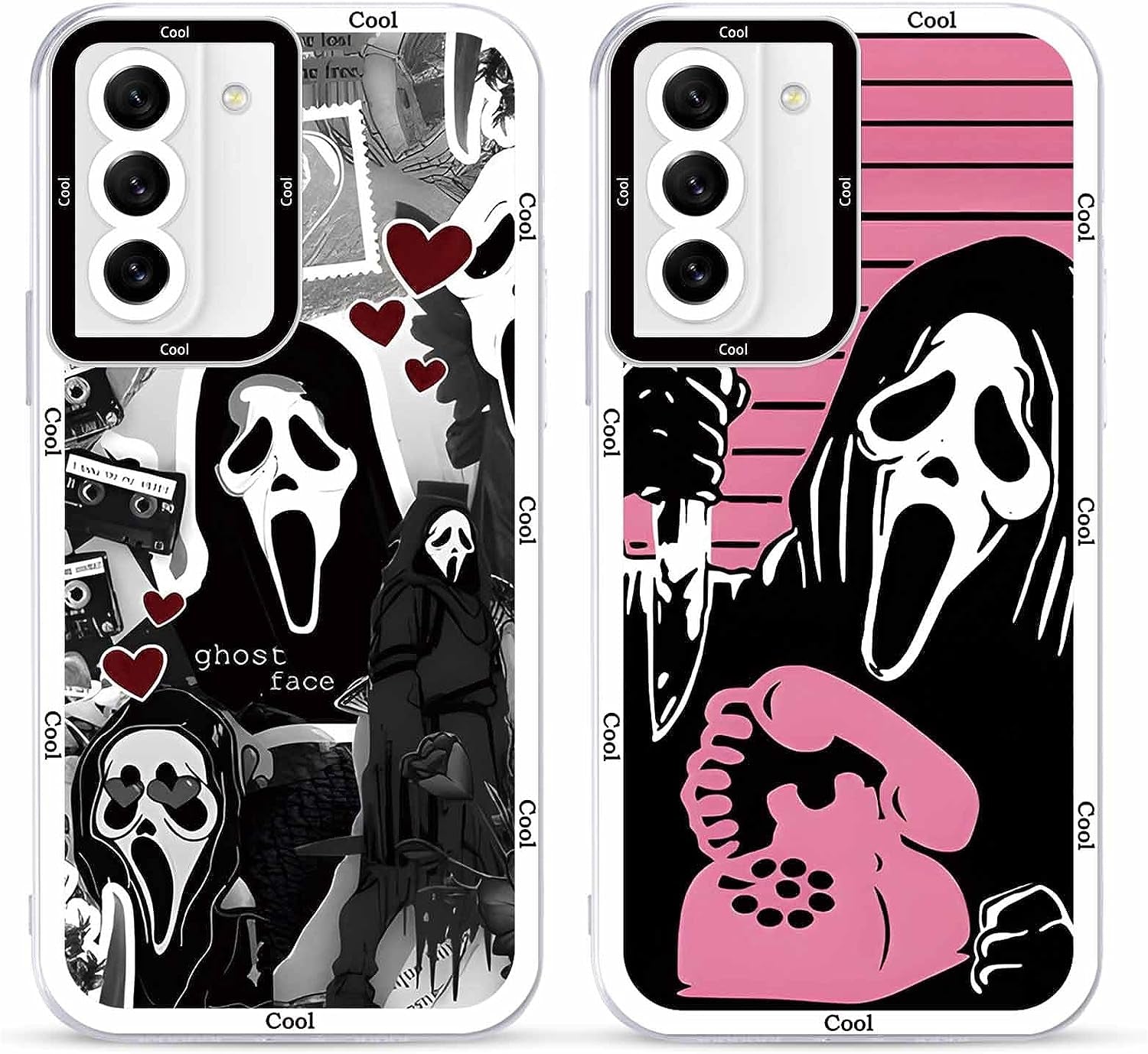 2 × Phone Case for Samsung Galaxy S20/S11E Case Clear 6.2",Scream Horror Movie Printed, Cute Skull Pattern Design Transparent Cases for Women Men Girls, Soft TPU Funda for Samsung S20/S11E,Ghost Face  DZY US Samsung Galaxy S21 Fe (5G)  