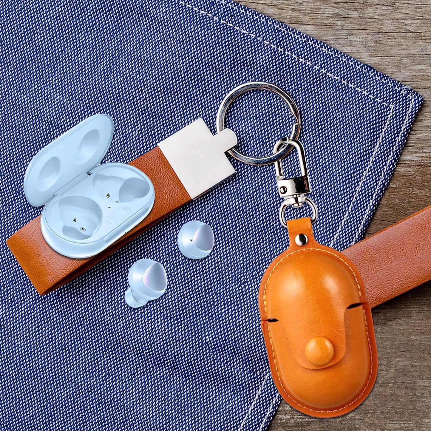 Hemobllo Wireless Earbuds Case Leather Headset Box Cover Shockproof Protective Case Compatible for Galaxy Buds Brown  Hemobllo   