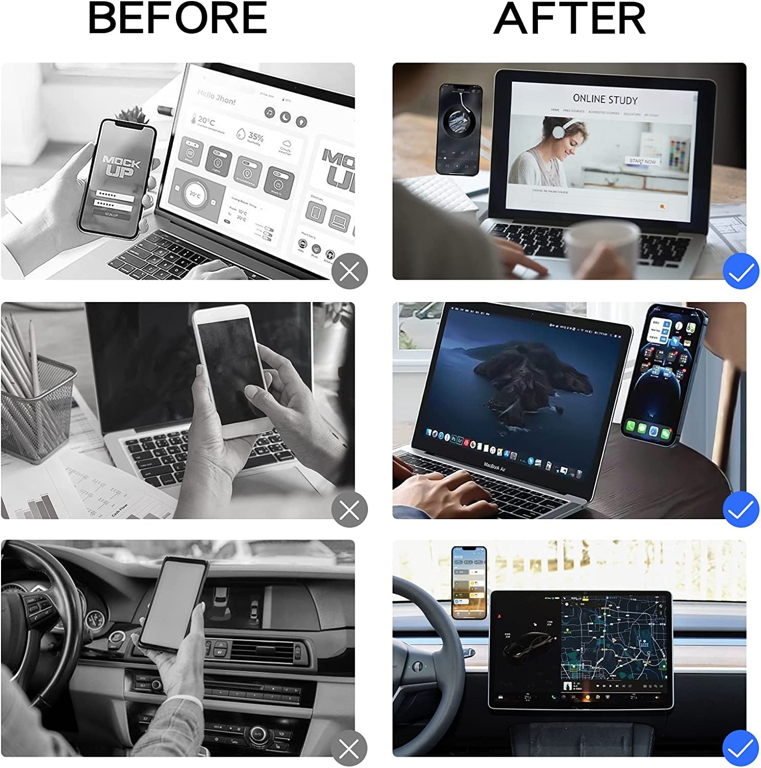 Cham-X Magnetic Phone Holder for Laptop, Adjustable and Foldable Computer or Car Monitor Side Mount, Portable Magsafe Bracket Compatible with Iphone 14/13/12 Series  Cham-X   