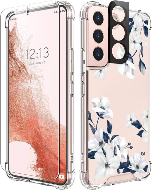 Cutebe Cute Clear Case for Samsung Galaxy S22 6.1 Inch 2022 Released, Shockproof Series Protective Cover with Screen Protector and Camera Lens Protector for Women, Girls  Cutebe   