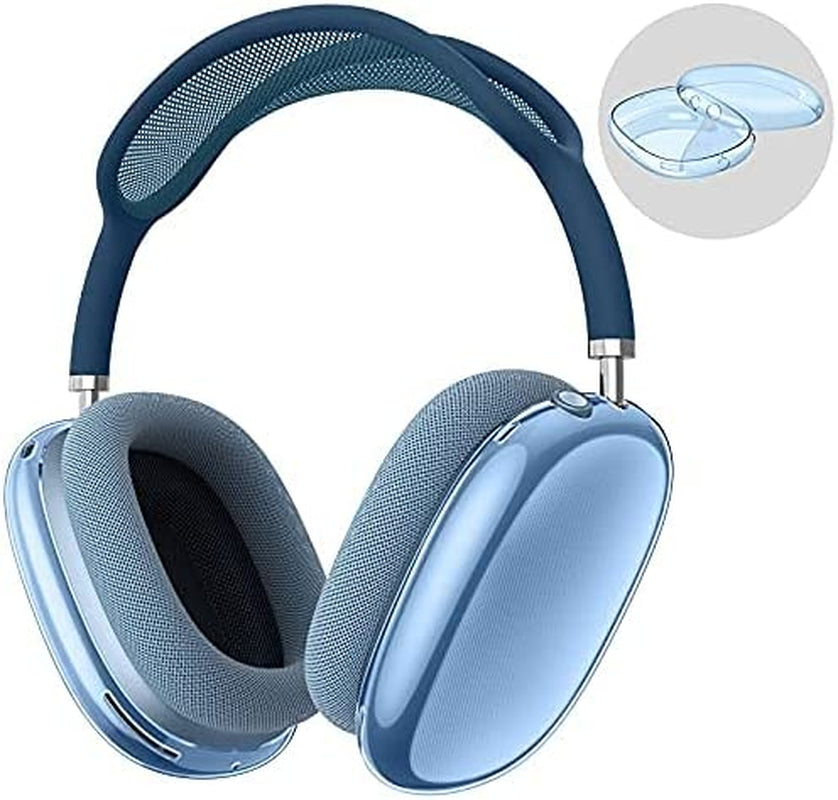 Fintie Case Cover for Airpods Max Headphones, Soft TPU Clear Anti-Scratch Protective Cover for Airpod Max, Transparent Accessories Skin Protector for Airpods Max Headphones (Crystal Clear)  FINTIE Clear Blue  