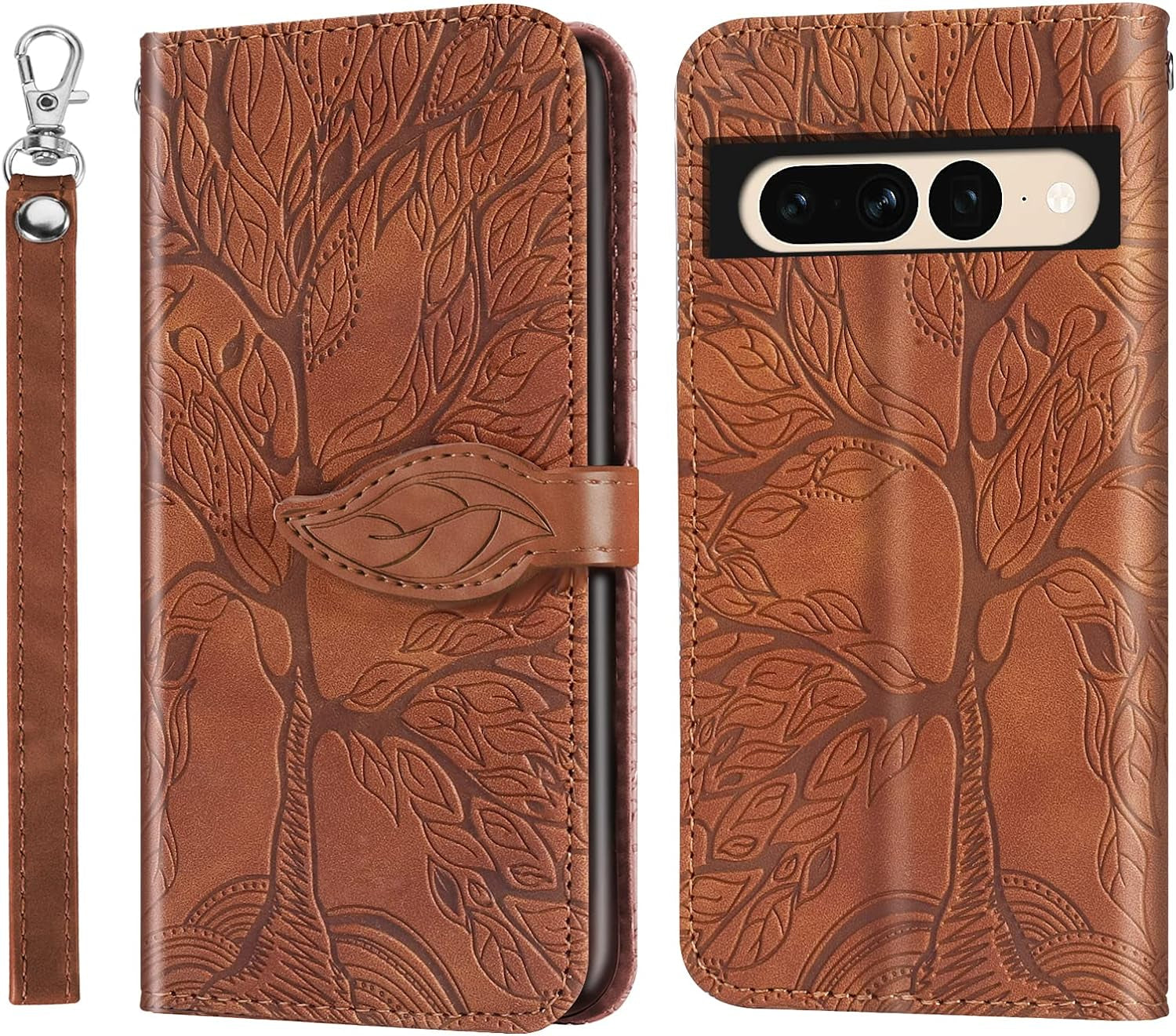 Varohix Google Pixel 6 Wallet Case with Card Holder/Slot,Pu Leather Folio Flip Shell [Kickstand][Magnetic Closure][Wrist Strap] Shockproof Cover Fit Google Pixel 6(6.4''),Brown  Varohix Brown Google Pixel 7 Pro(6.7 Inch) 