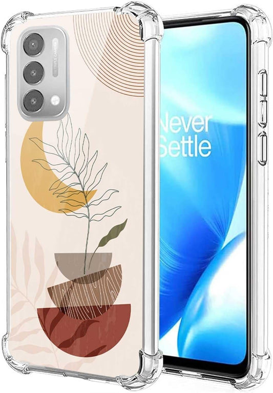 TOSIER Compatible with Oneplus Nord N200 5G/Oppo A93 5G Abstract Case,Minimalist Abstract Boho Vintage Bohemian Leaves Pattern for Oneplus Case Boy Girl,Soft TPU Case for Oneplus  TOSIER Boho Vintage Bohemian Oneplus Nord N200 5G 