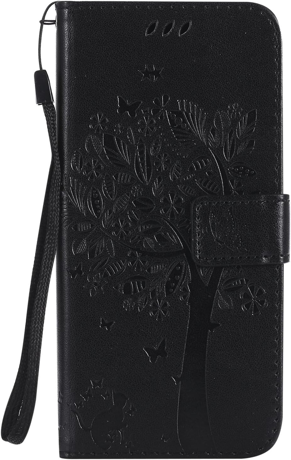 For LG G7 Thinq Case,For LG G7 Wallet Case with Screen Protector,For LG G7 PU Leather Protective Case Emboss Cat and Tree Folio Magnetic with Card Holder Kickstand and Flip Case for LG G7 Thinq Black  HAOTP   