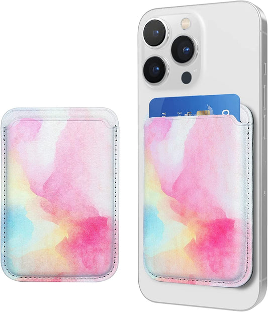 KECC Magsafe Wallet Compatible with Apple Iphone 13 12 Pro Max | Ultra Strong Magnetic Wallet Card Holder Pouch | Italian Leather, Slim, Lightweight (Rainbow Mist)  KECC   