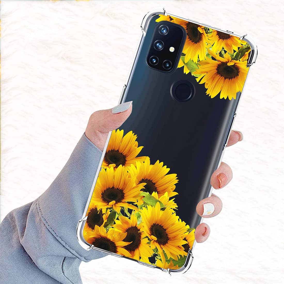 Vokuha for Oneplus Nord N10 5G Case, Oneplus N10 5G Case for Girls Women, Clear Slim Shockproof Pattern Soft Flexible TPU Rubber Back Phone Protective Cover Cases for Oneplus Nord N10 5G (Sunflower)  Vokuha   