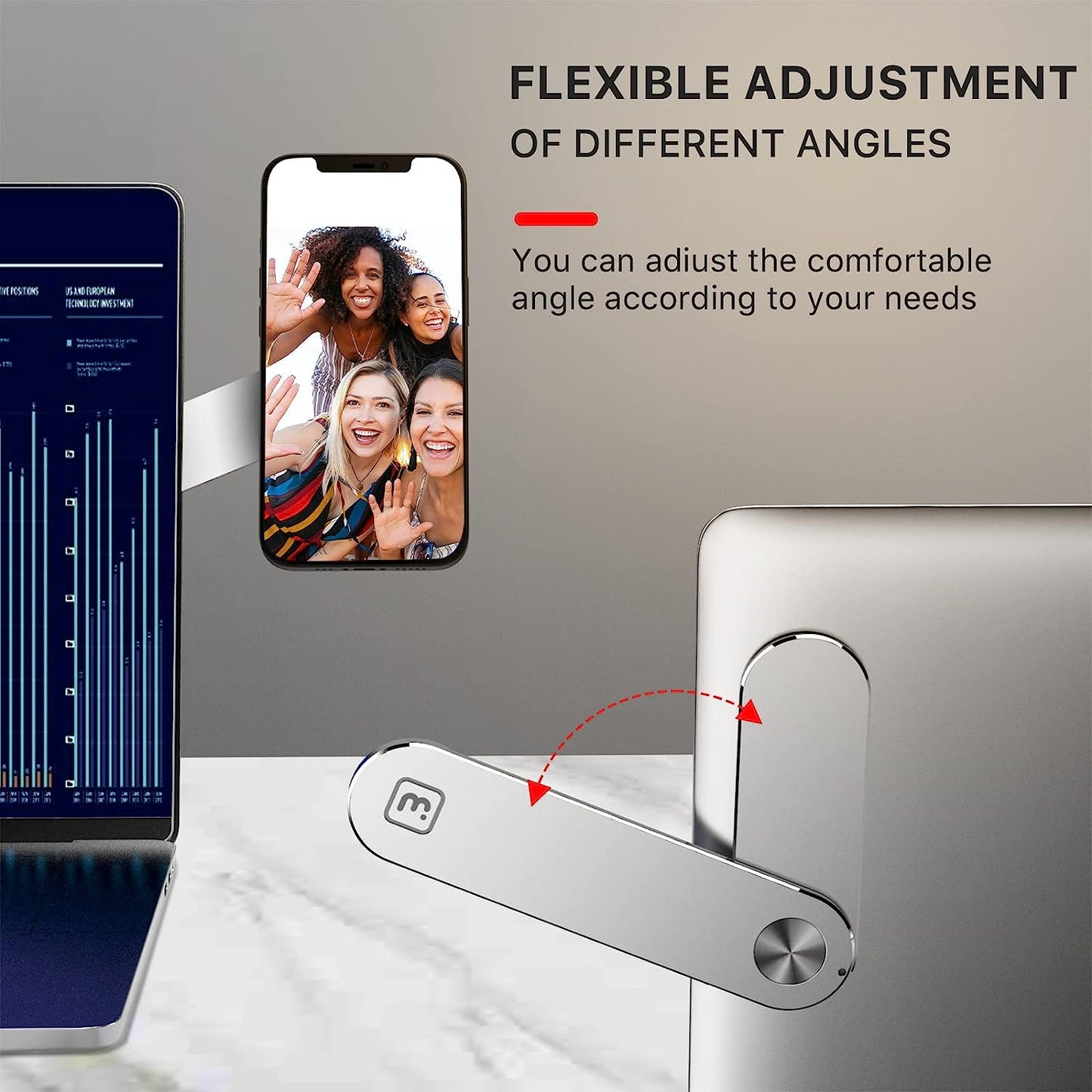 MYBAT PRO Adjustable Laptop Phone Magnetic Holder, Laptop Side Mount Clip, Computer Monitor Extension Mount, Slim Portable Foldable Phone Stand, Work Convenient and Efficient (Silver)  Valor Communication Inc   