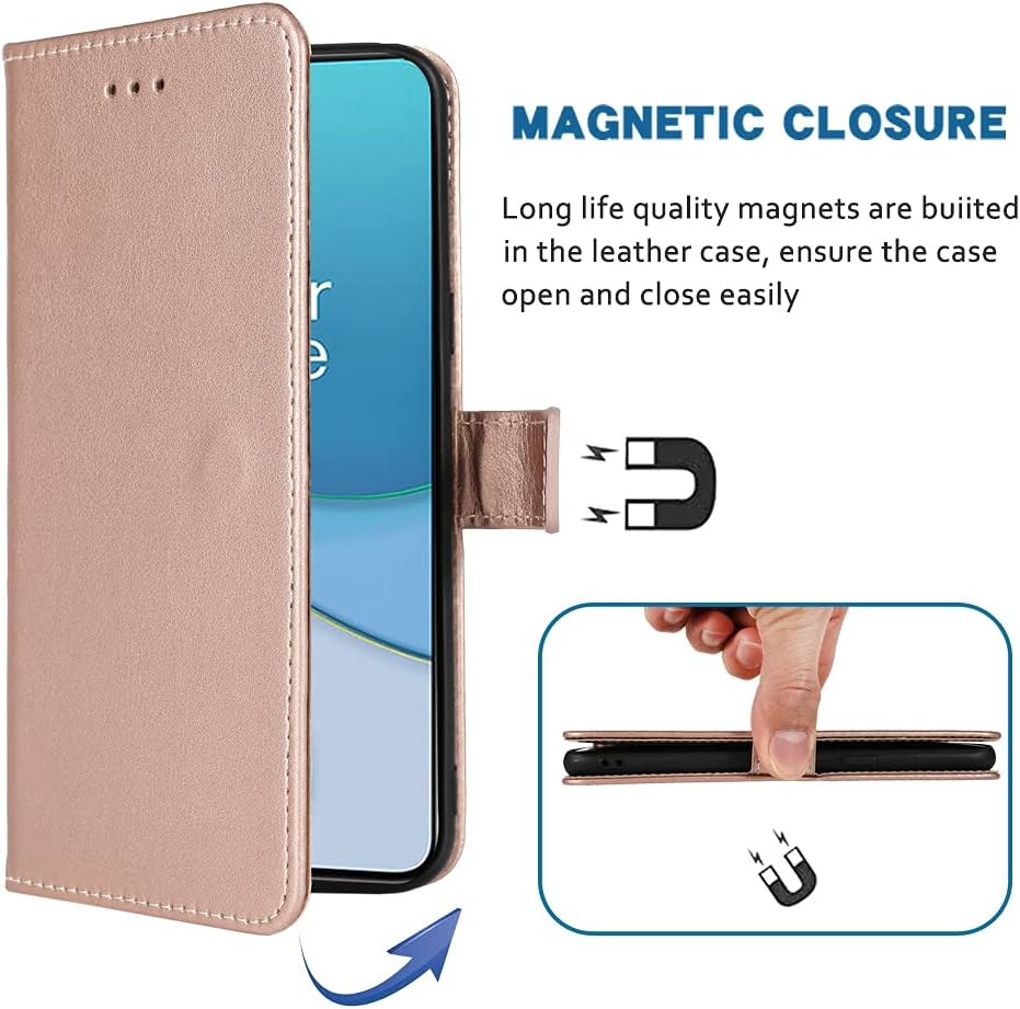 FDCWTSH Compatible with Oneplus 8T Oneplus8T plus 5G Wallet Case Wrist Strap Lanyard Flip Cover Card Holder Cell Phone Cases for One Plus8T on 1 plus 8Tplus 1Plus 8T+ One+ 1+ 1+8T Pro G5 Rose Gold  FDCWTSH   