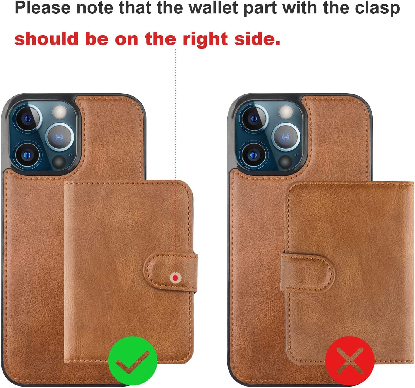 Bocasal Wallet Case for Iphone 13 Pro Max Compatible with Magsafe Magnetic RFID Blocking Detachable Premium PU Leather Flip Case with Card Slots Holder Kickstand Wireless Charging 6.7 Inch (Brown)  Bocasal   