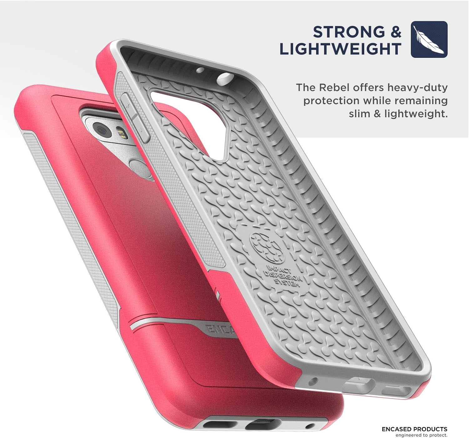 Encased Pink Phone Case Compatible with LG G6 - (Rebel Series) Protective Dual Layer Military Grade Phone Cases for LGG6  Encased For LG G6   