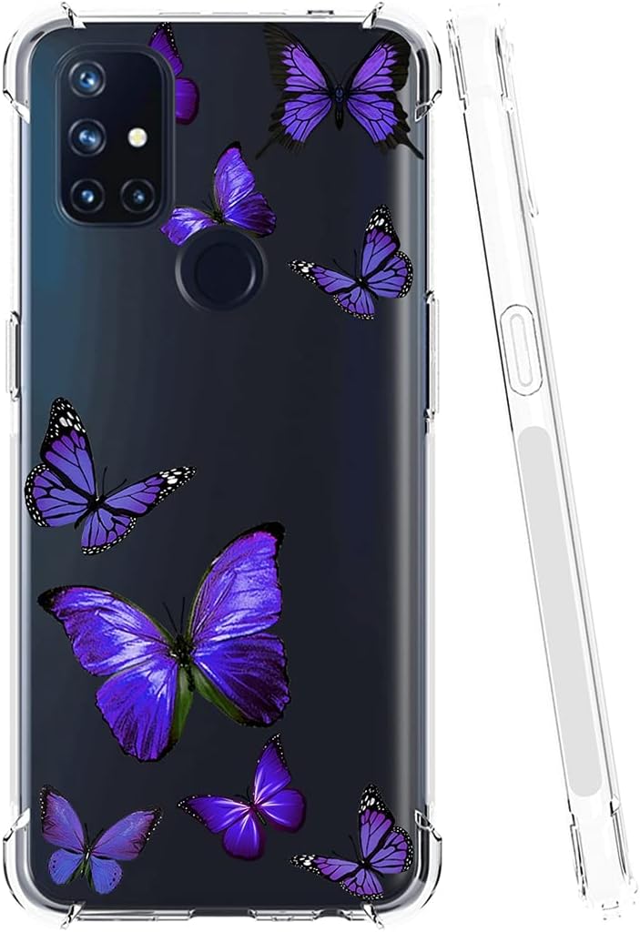 Vavies Case for Oneplus Nord N10 5G, Oneplus N10 5G Case for Girls Women, Slim Shockproof Clear Pattern Soft Flexible TPU Back Phone Protective Cover Cases for Oneplus Nord N10 5G (Purple Butterfly)  Vavies   