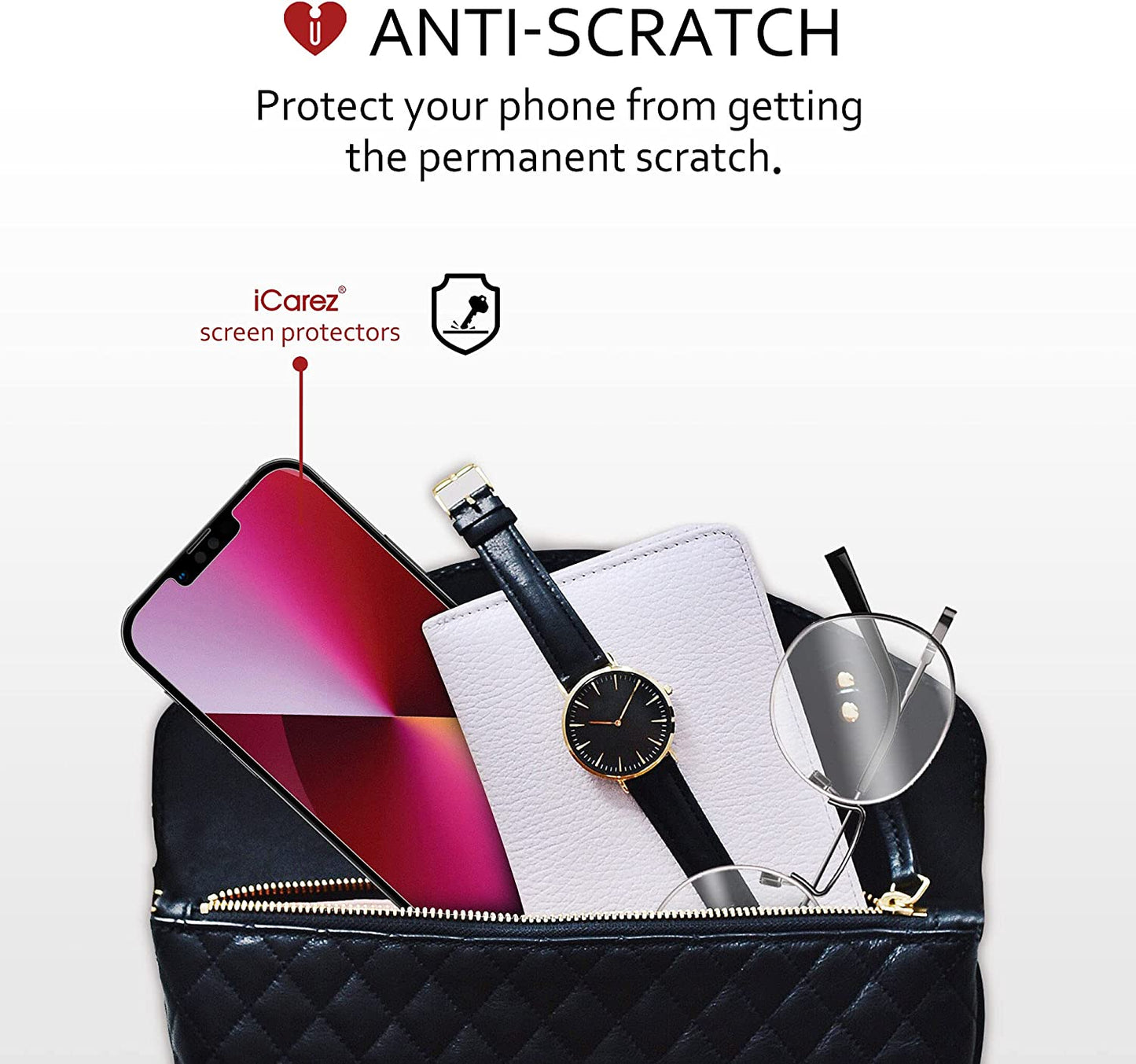 Icarez HD anti Glare Matte Screen Protector for Iphone 14 Iphone 13 /Iphone 13 Pro 6.1-Inches [3 Pack] (Case Friendly) Premium No Bubble Easy to Apply with Hinge Installation  iCarez   