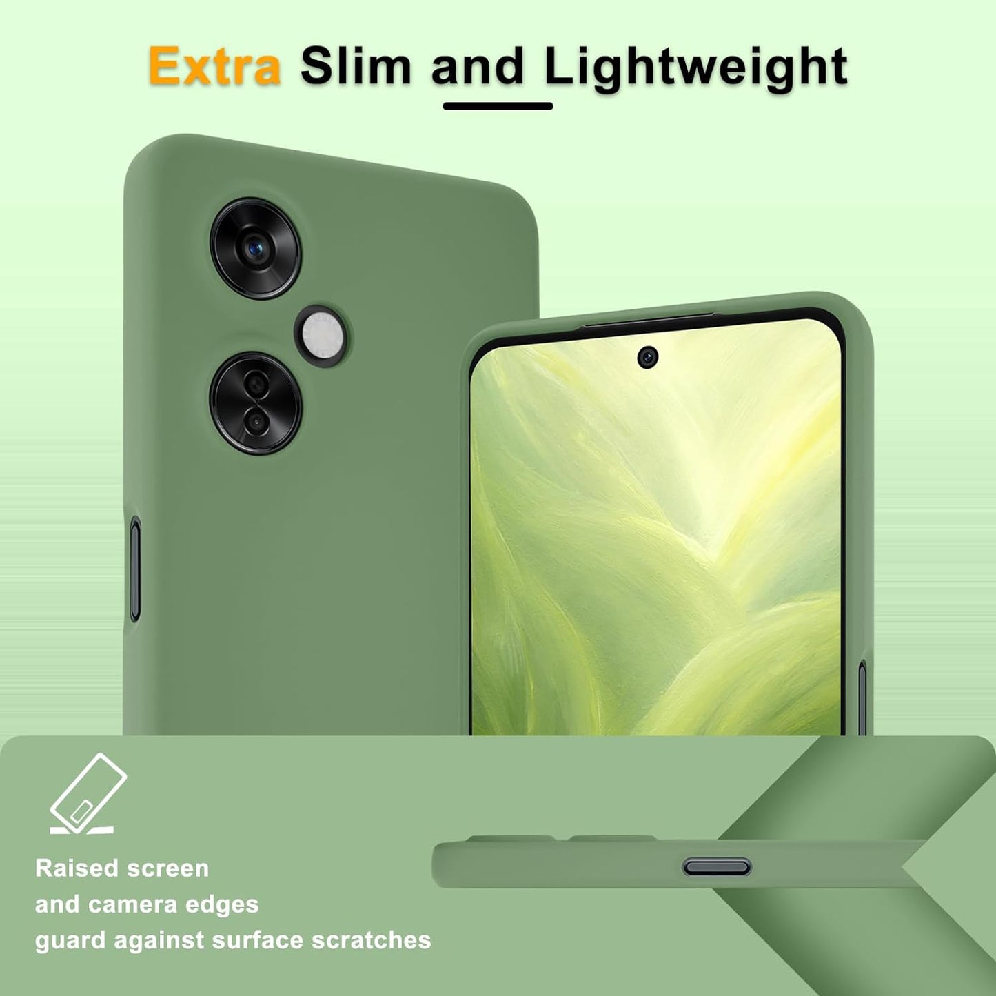 YENAPOON for Oneplus Nord N30 5G Case and 2 Pack Tempered Glass Screen Protector, Slim Liquid Silicone Shockproof Protective Case - Mint Green  YENAPOON   
