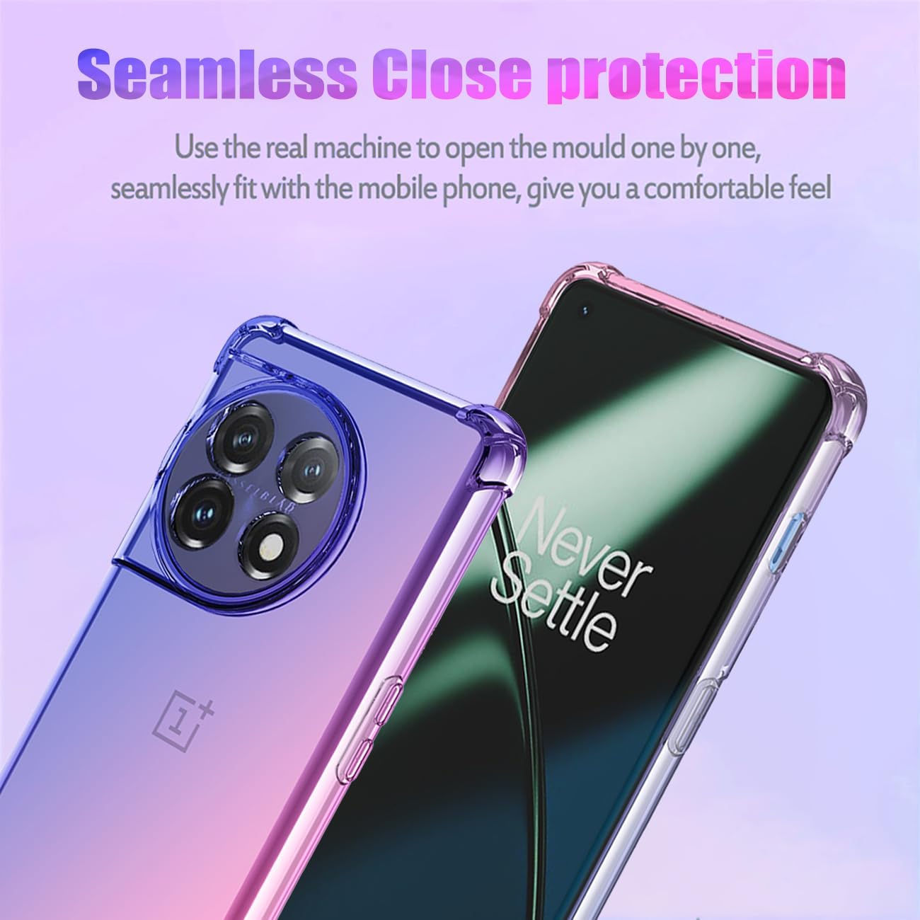 Gufuwo Case for Oneplus 11 Case, One plus 11 5G PHB110 Cute Case Girls Women, Gradient Slim anti Scratch Soft TPU Phone Cover Shockproof Protective Case for Oneplus 11 5G (Blue/Pink)  Gufuwo   