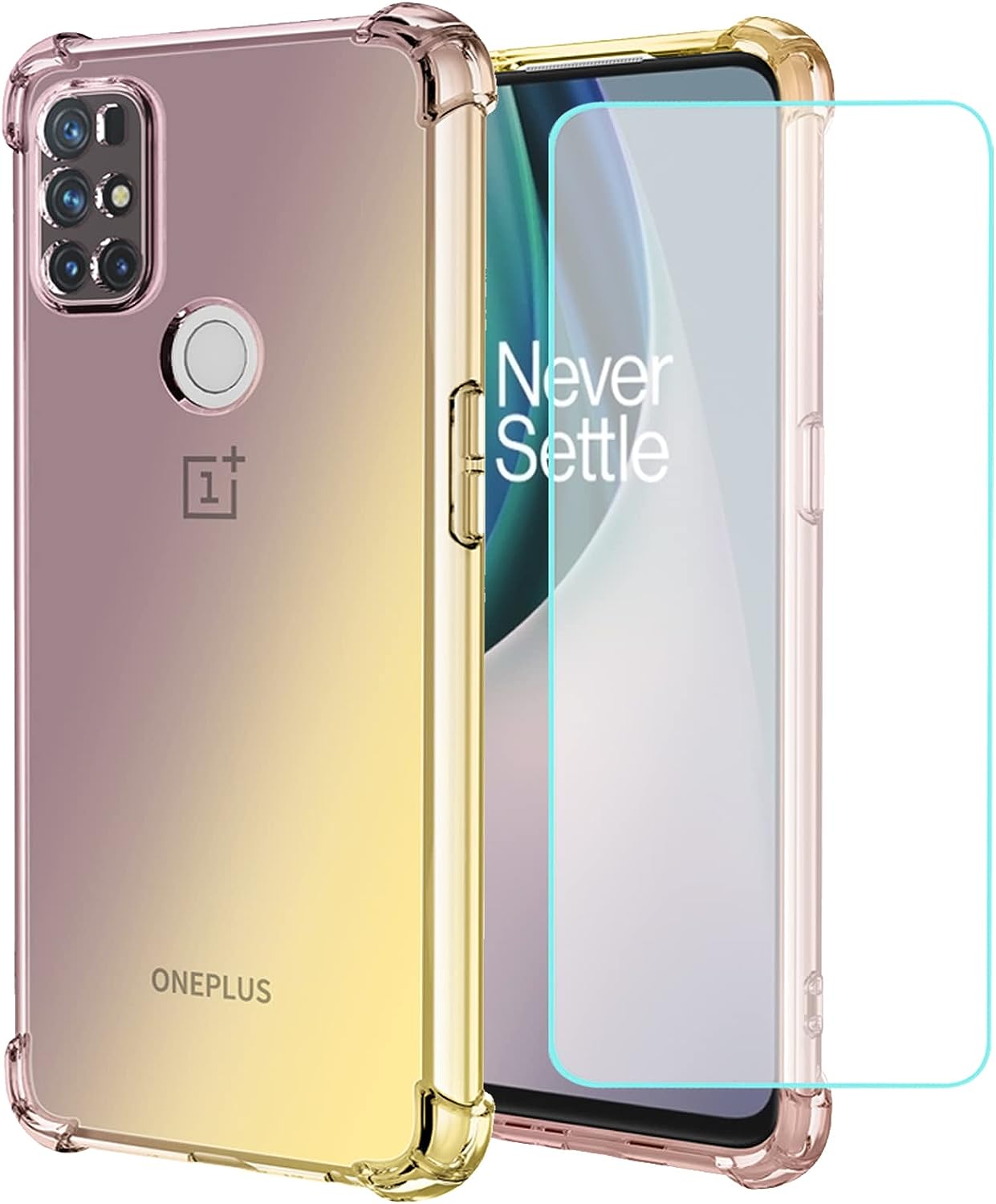 Vokuha Case for Oneplus Nord N10 5G, Oneplus N10 5G Case for Girls, Cute Floral Crystal Clear TPU Bumper Shockproof Protective Armor Cover for Oneplus Nord N10 5G (Butterfly)  Vokuha Black/Gold  