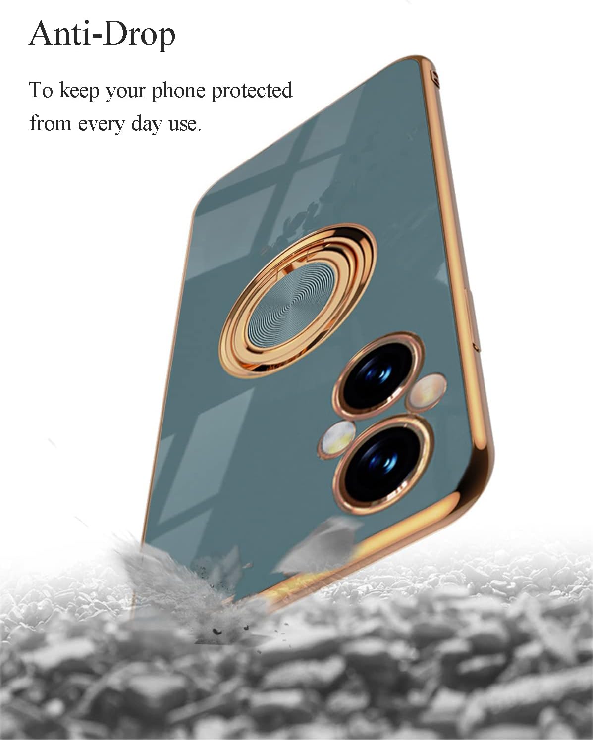 Yarxiawin Compatible for Oneplus Nord N20 5G Case Ring Holder Magnet Silicone, Oneplus N20 5G Case Thin Phone Case Aesthetic Black 360° Rotatable Metal Stand (Gray)  Yarxiawin   