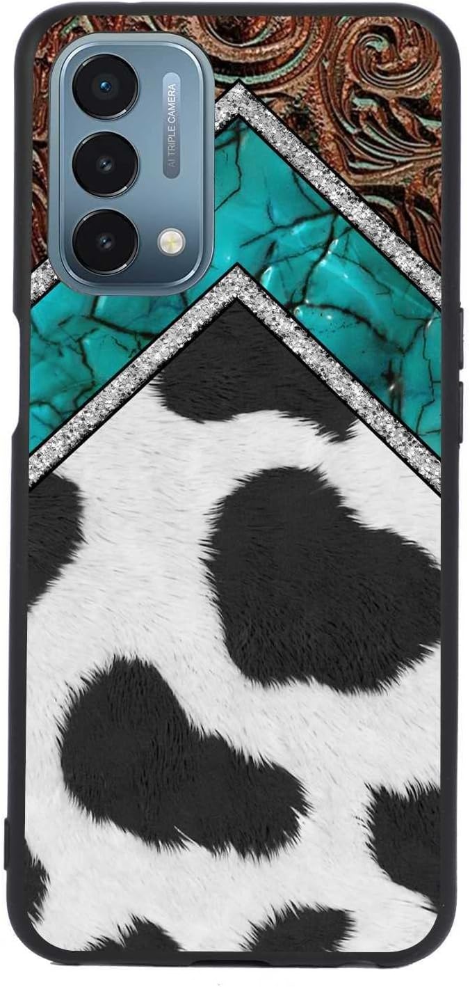 KSHSAA Designed for Oneplus Nord N200 5G Cowhide Case, Cowhide Western Pattern Boho Chic Country Farmgirl for Oneplus Case Women Men, Soft Silicone Shockproof Fashion Case for Oneplus  KSHSAA Brown Animal Print  