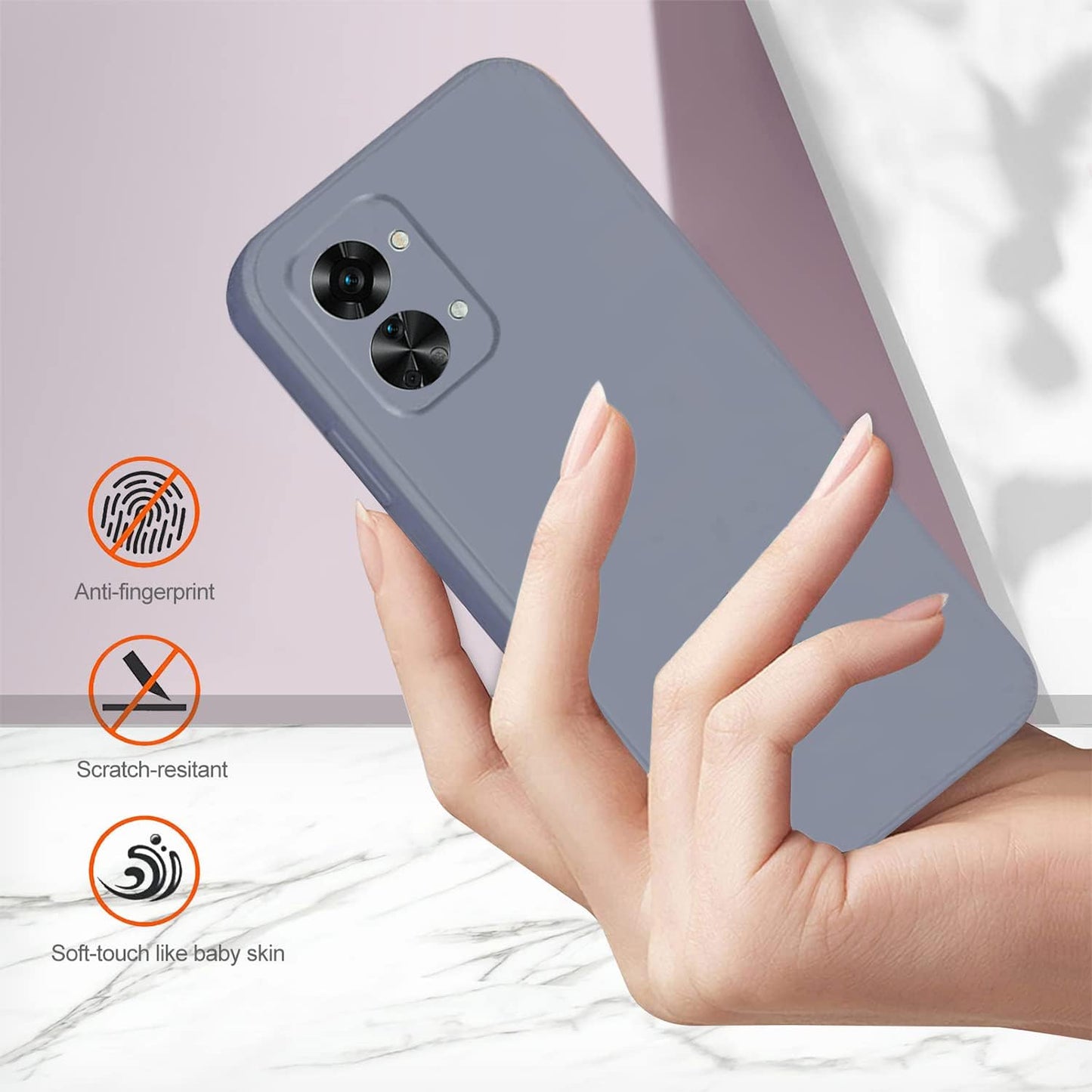 Yarxiawin Compatible for Oneplus Nord 2T Case Silicone Purple, Soft and Silky Oneplus Nord 2T Phone Case Shockproof Cover Anti-Fingerprint (Gray)  Yarxiawin   