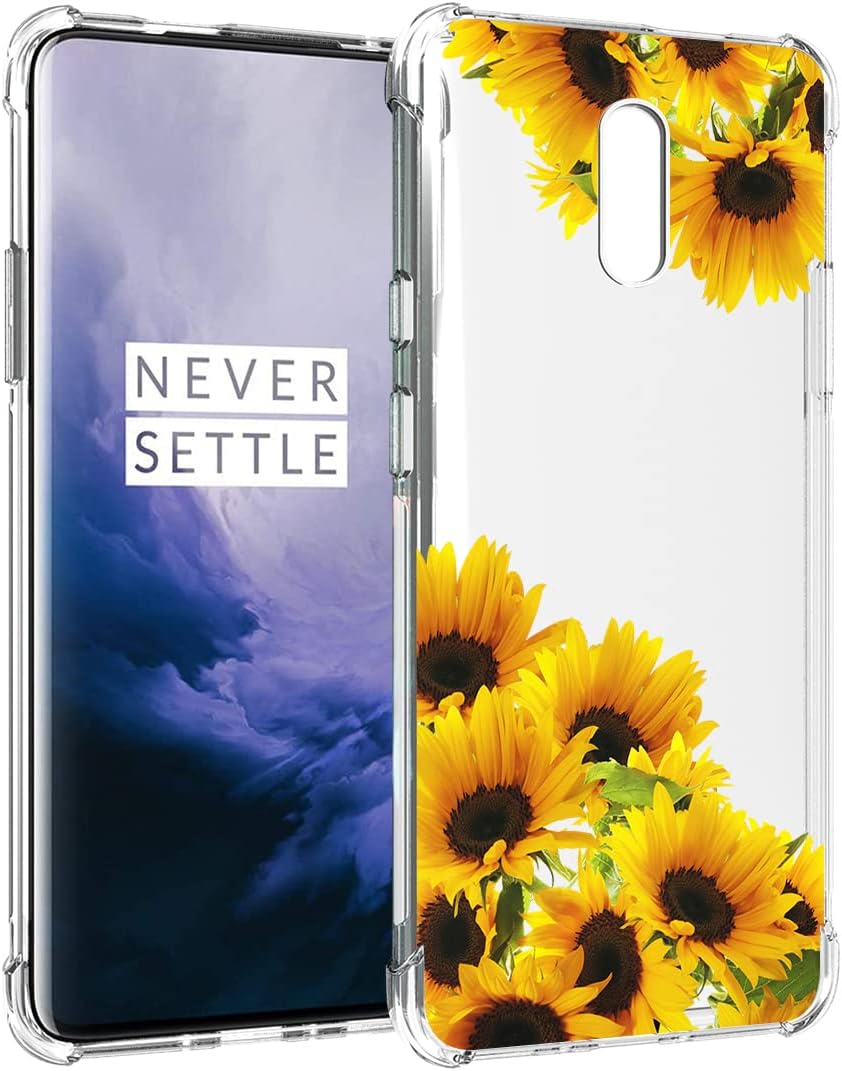 Vokuha for Oneplus 7 Gm1901/Oneplus 6T A6010 Case for Girls Women, Cute Clear Slim Shockproof Pattern Soft Flexible TPU Rubber Back Phone Protective Cover Cases for Oneplus 6T (Sunflower)  Vokuha   