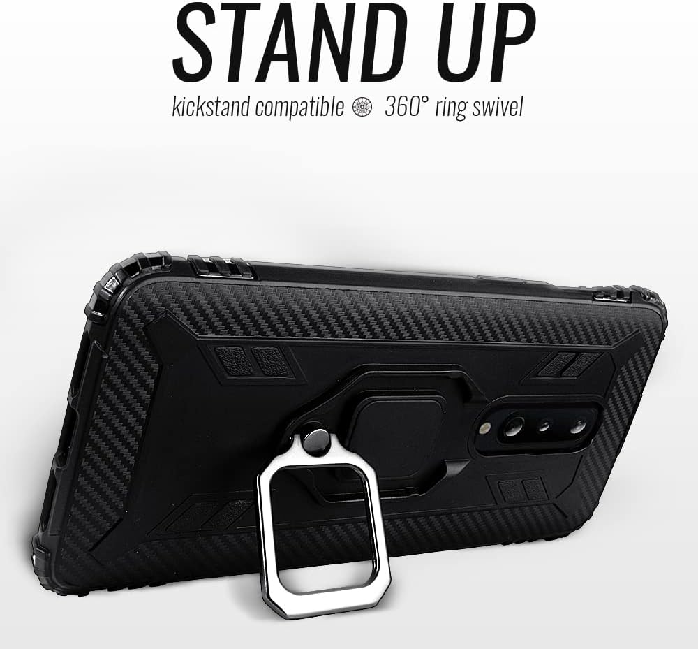 Shields up Oneplus 8 Case, 1+8 Case with Kickstand, | 10Ft. Drop Tested | Carbon Case | Ultra Slim | Lightweight | Scratch Resistant | Shockproof Rugged Protective Cover for Oneplus 8 -Black  Shields Up inc   