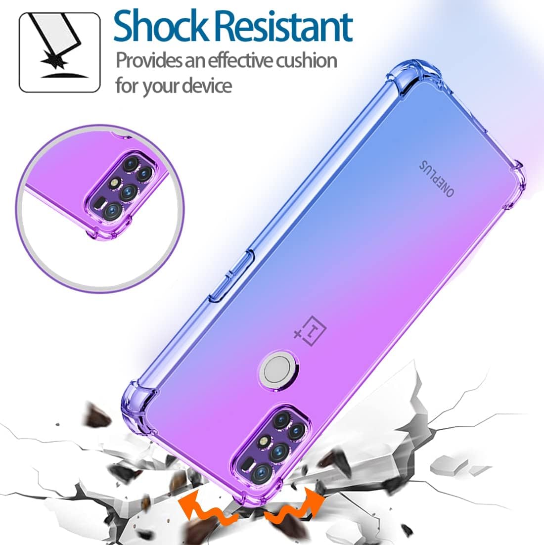 KOARWVC Case for Oneplus Nord N10 5G Case,Oneplus N10 5G BE2029 Case, Crystal Clear Case Gradient Slim anti Scratch TPU Shockproof Protective Phone Cases Cover for Oneplus Nord N10 5G (Purple/Blue)  KOARWVC   