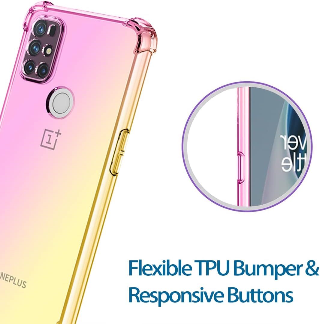 KOARWVC Case for Oneplus Nord N10 5G Case,Oneplus N10 5G BE2029 Case, Crystal Clear Case Gradient Slim anti Scratch TPU Shockproof Protective Phone Cases Cover for Oneplus Nord N10 5G (Pink/Gold)  KOARWVC   