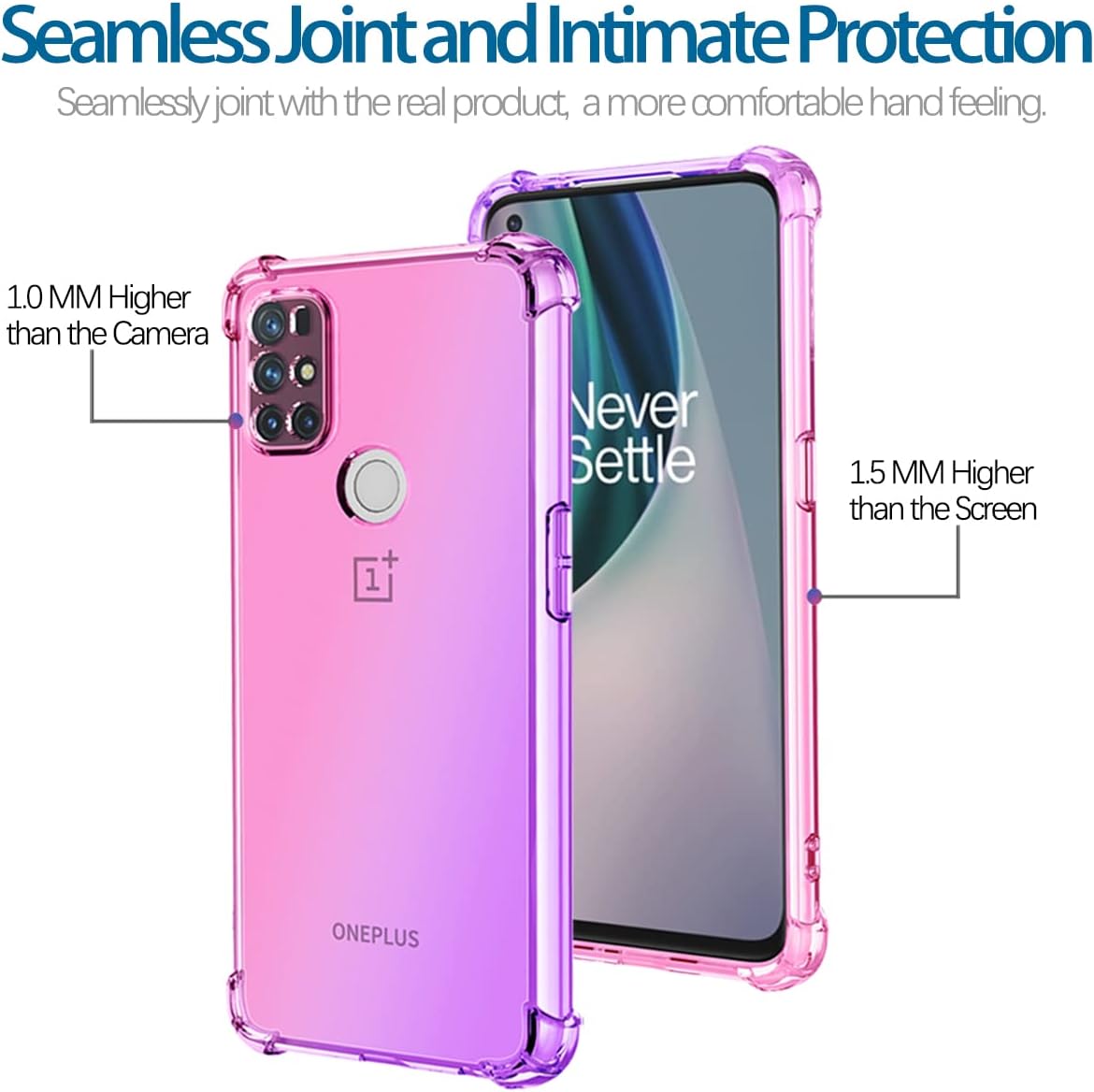 KOARWVC Case for Oneplus Nord N10 5G Case,Oneplus N10 5G BE2029 Case, Crystal Clear Case Gradient Slim anti Scratch TPU Shockproof Protective Phone Cases Cover for Oneplus Nord N10 5G (Pink/Purple)  KOARWVC   