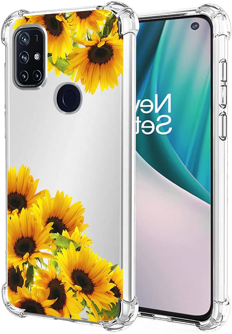 Vokuha Case for Oneplus Nord N10 5G, Oneplus N10 5G Case for Girls, Cute Floral Crystal Clear TPU Bumper Shockproof Protective Armor Cover for Oneplus Nord N10 5G (Butterfly)  Vokuha Tpu Sunflower  