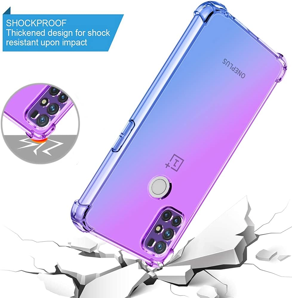 Ueokeird for Oneplus Nord N10 5G [Not Fit for Oneplus Nord N100] Clear Cute Gradient Phone Case Slim anti Scratch Flexible TPU Cover Shockproof Protective Case for Oneplus Nord N10 5G (Purple/Blue)  Ueokeird   