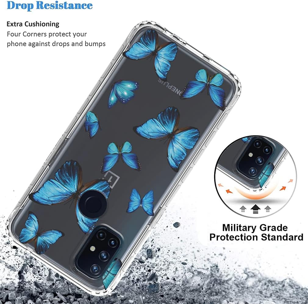 Vokuha Case for Oneplus Nord N10 5G, Oneplus N10 5G Case for Girls, Cute Floral Crystal Clear TPU Bumper Shockproof Protective Armor Cover for Oneplus Nord N10 5G (Butterfly)  Vokuha   