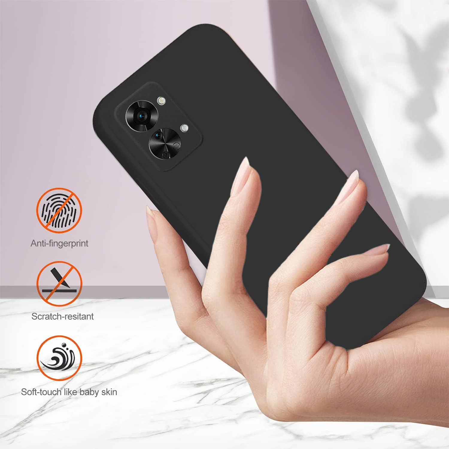 Yarxiawin Compatible for Oneplus Nord 2T Case Silicone Purple, Soft and Silky Oneplus Nord 2T Phone Case Shockproof Cover Anti-Fingerprint (Black)  Yarxiawin   