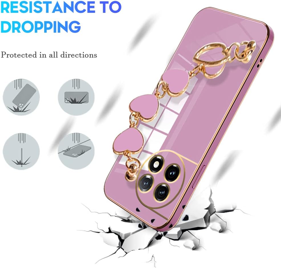 Jancyu Compatible with Oneplus 11 Case Silicone,Shockproof Phone Case for Oneplus11 with Strap Love Slim Protective Accessories Cute Cover for Women Girls (Purple)  Jancyu   