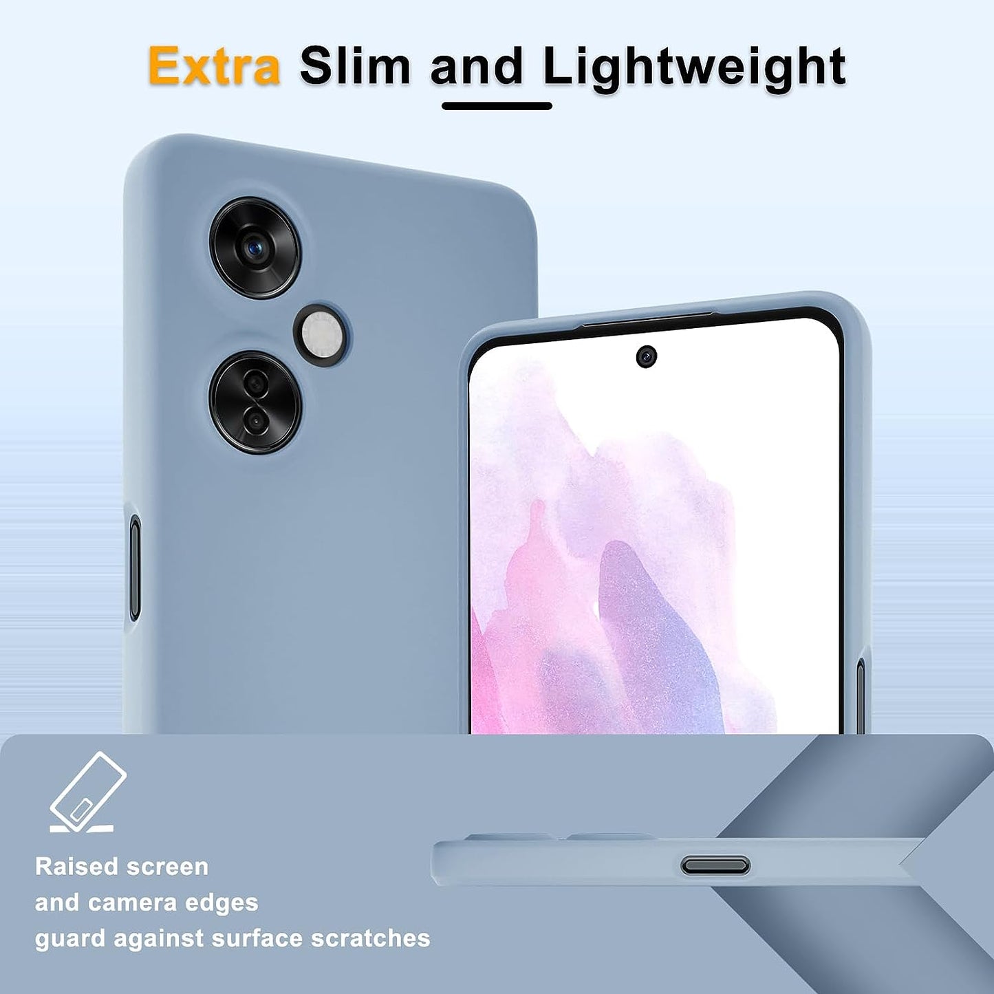 YENAPOON for Oneplus Nord N30 5G Case and 2 Pack Tempered Glass Screen Protector, Slim Liquid Silicone Shockproof Protective Case - Light Purple  YENAPOON   